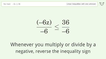 Solving Linear Inequalities: -6z is Greater Than or Equal to 36
