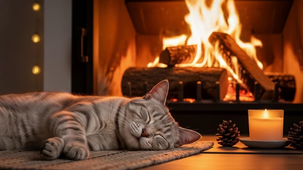 Warm Hearth Cat Music 432Hz 😺 Emotional Relief Fireplace Ambience For Deep Sleep And Healing
