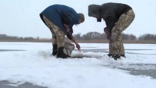 Зимняя рыбалка, снимаем сети 1 fishing with nets.