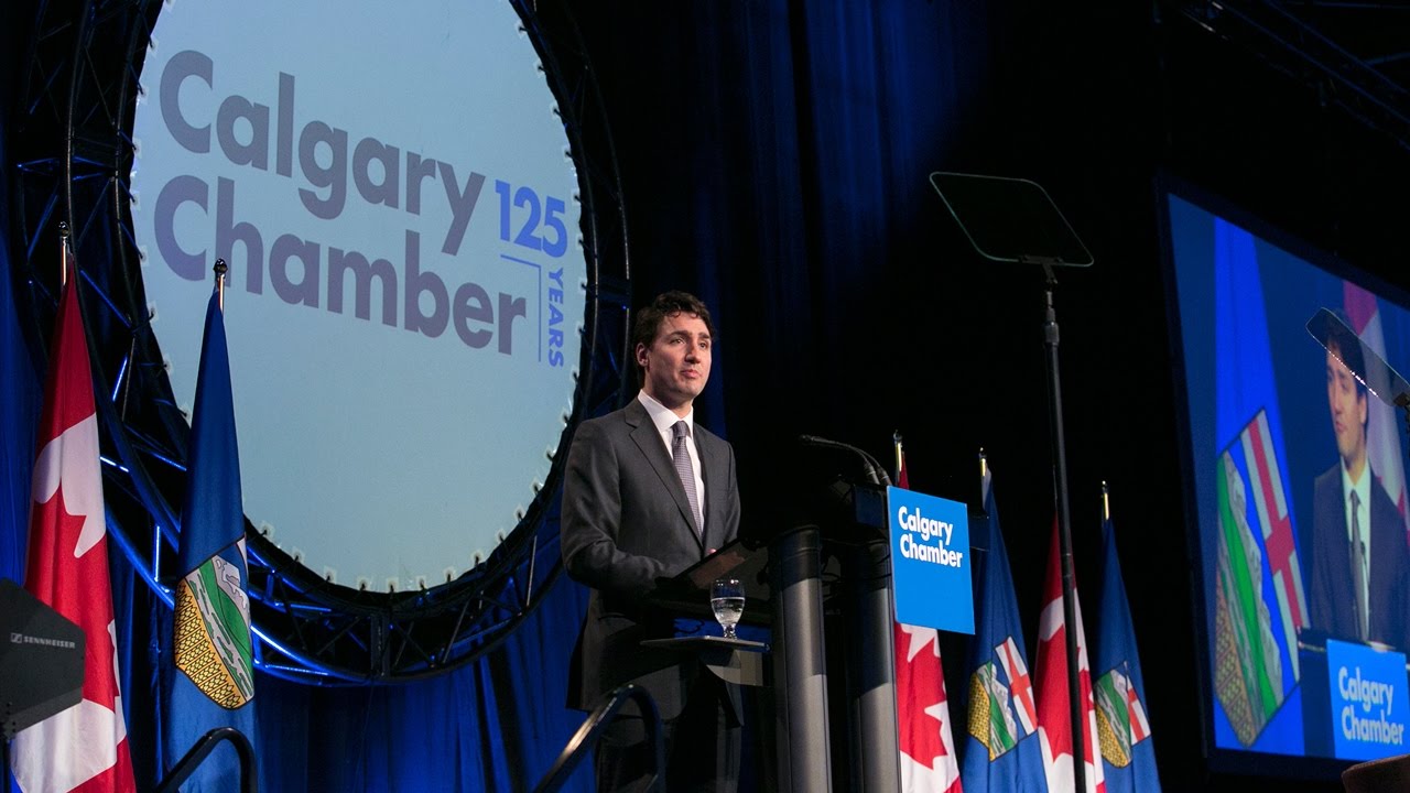 Prime Minister Trudeau delivers remarks at the Calgary Chamber of Commerce