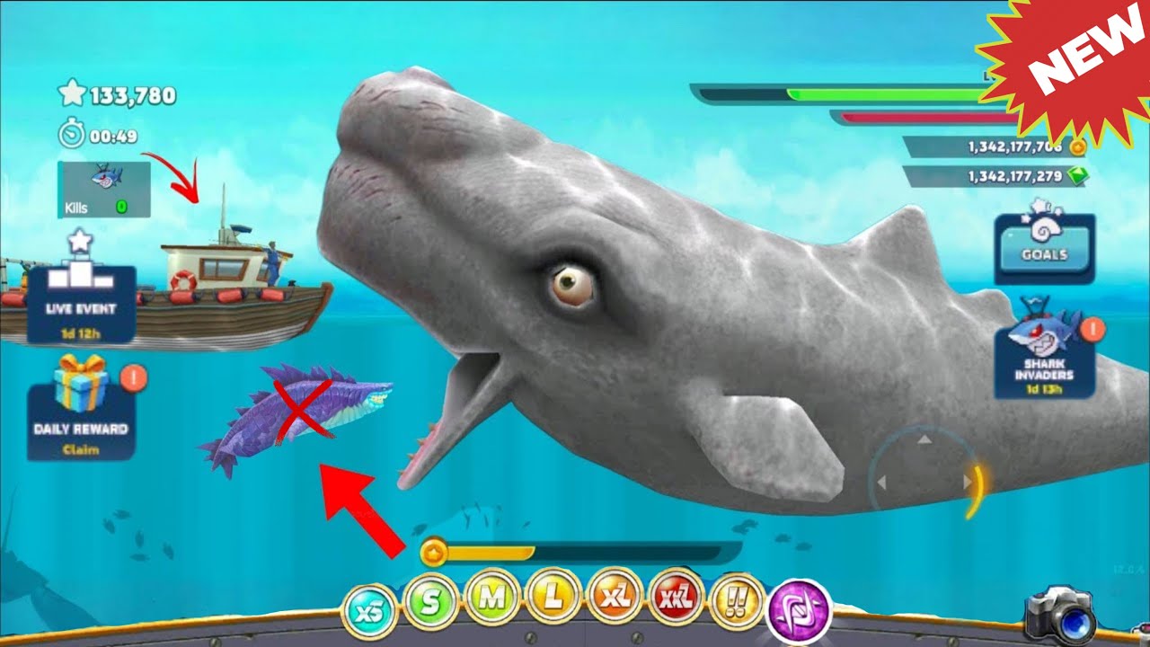✅Hungry Shark Evolution - New Giant Monster Moby Dick vs Sharkjira Mod - All Sharks Unlocked