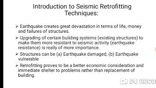 methods of Retrofitting/Strengthening