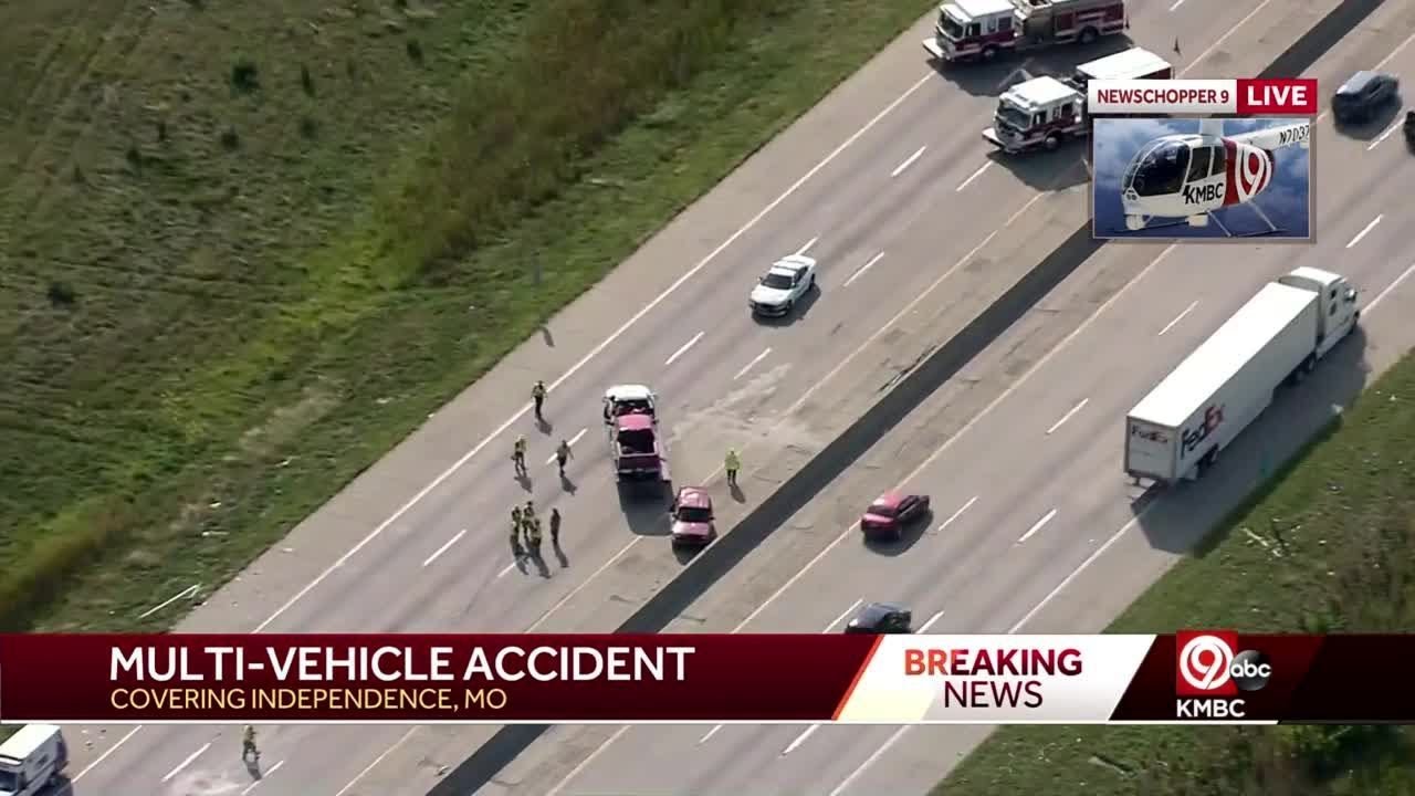 Multi-vehicle crash closes eastbound I-70 at Little Blue Parkway - YouTube