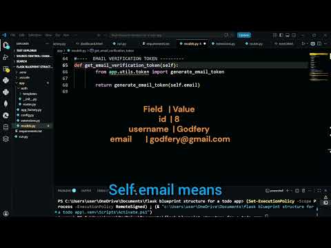 #coding Flask blueprint first method of email verification token in model.py part 21