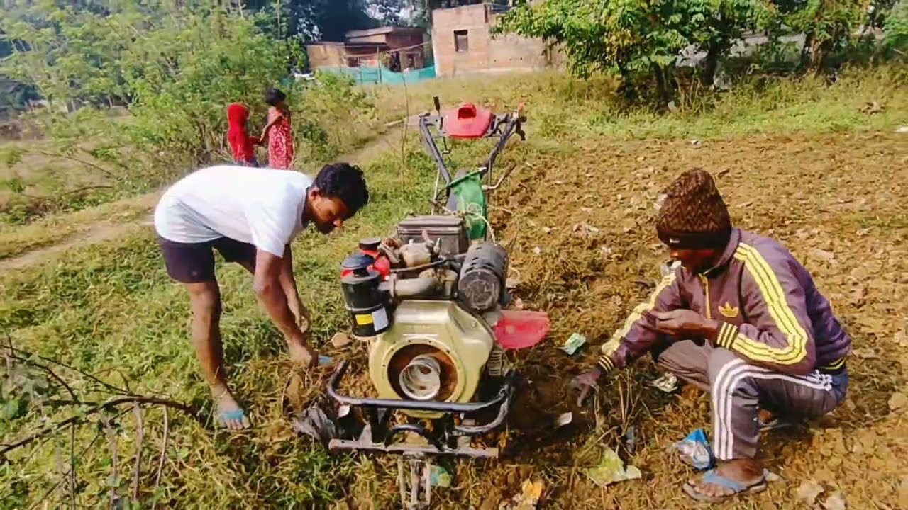 Field Ploughing with Power weeder