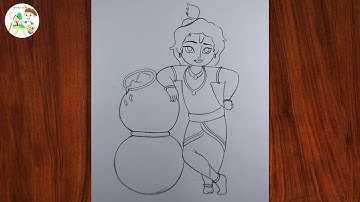 Little krishna drawing step by step l How to draw krishna for beginners