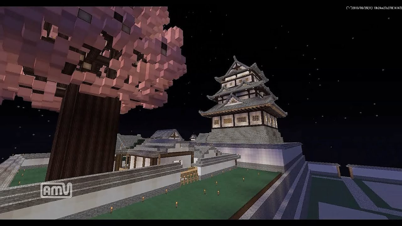 Minecraft 和風エリアのお城へ突撃 割れ可 24h 建築サーバー サーバー住民募集 Youtube