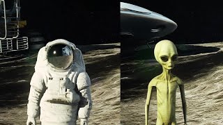 Astronaut And Alien On Moon Motion Graphics