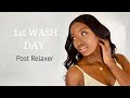 1ST WASH DAY POST RELAXER| Post haircare treatment| April Sunny