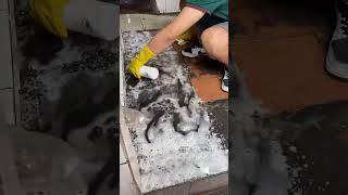 Mr Smiley Removing The Thick, Built-Up Grease And Grime That Has Aculated Over The Years