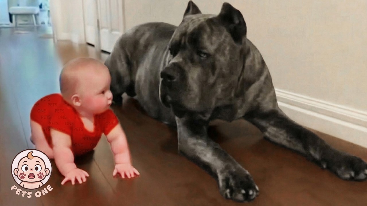 Giant Cane Corso Thinks This Baby Is His Puppy - What He Does Will Melt You
