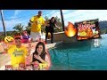 SPICY NOODLE CHALLENGE! (loser jumps in pool)