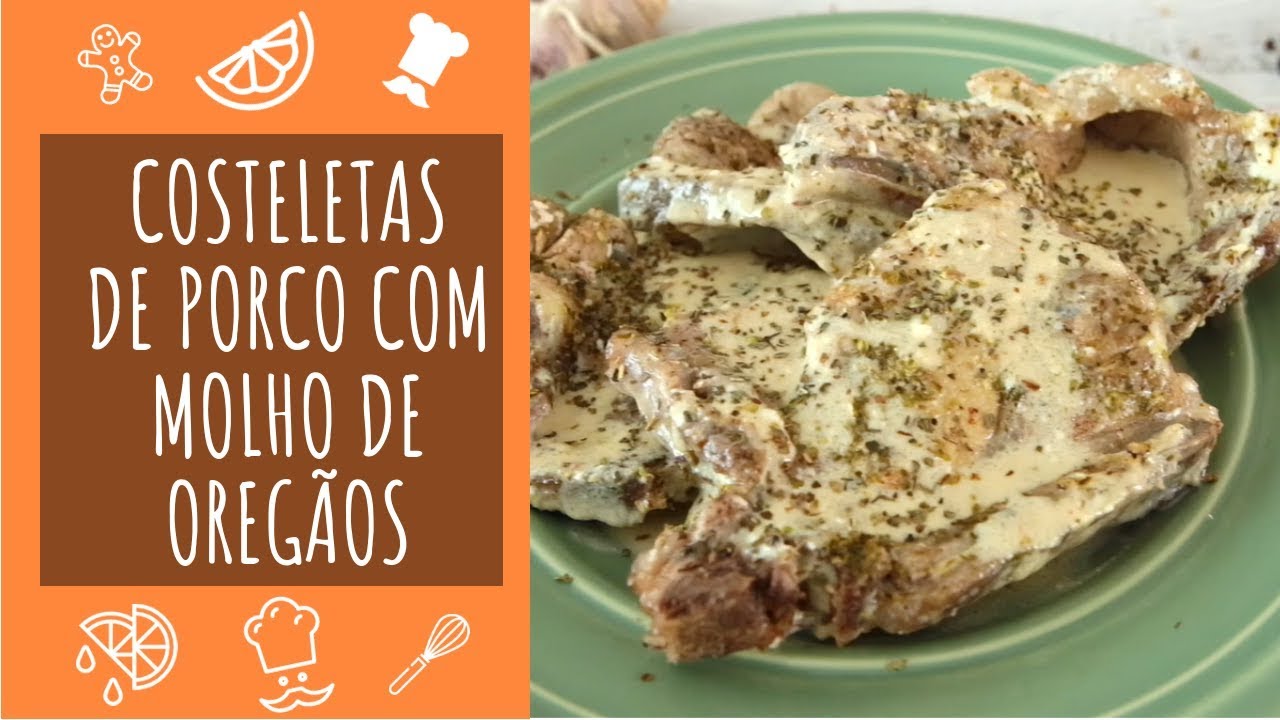 Costeletas de porco com molho de oregãos