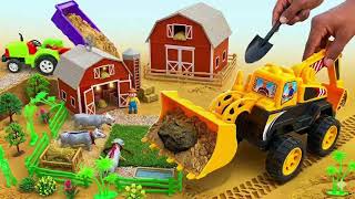 Huge Sand Construction: Big Excavator &amp; Tractor Build a Toy Farm! 🏗️🐄🚜
