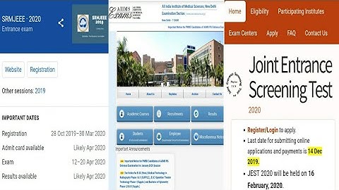 JEST 2020 Application form Out | SRMJEEE 2020 Application form Out | AIIMS PGexam 2019 Admitcard out