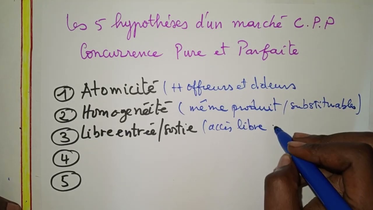 LES HYPOTHÈSES DE MARCHÉ DE CONCURRENCE PURE ET PARFAITE. Marché CPP micro économie. Conditions cpp