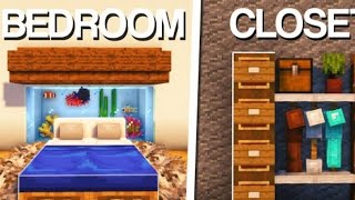 Minecraft 10 Simple bedroom build Idea💡(credit-@CubiusShorts
