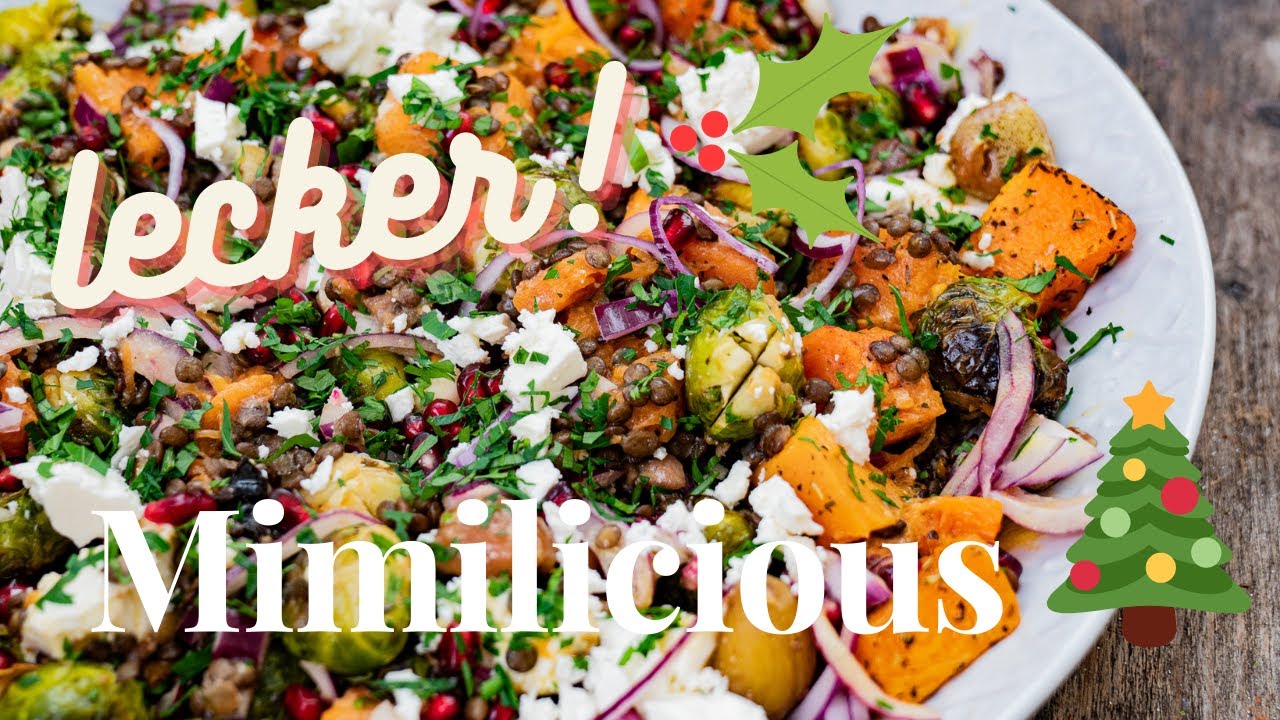 Das beste vegetarische Weihnachtsgericht! Gerösteter Rosenkohl-Linsensalat, winterlich& wärmend 🎄🤩