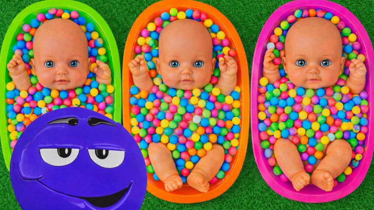 4 Minutes Satisfying with 3 Rainbow M&M's Tubs Candy & Magic Slime Cutting Video