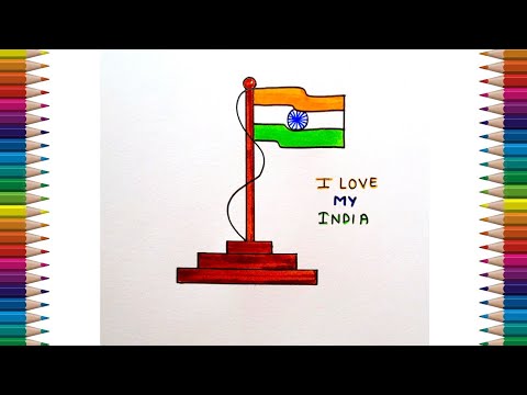 Indian Flag Drawing | How to Draw Indian Flag Easy steps | Indian National Flag Drawing