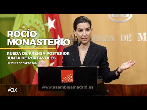 29.01 I Rueda de prensa ROCÍO MONASTERIO tras la Junta de Portavoces en la Asamblea de Madrid.