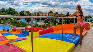 Colorful Waterslides at Aquapark SENEC in Slovakia