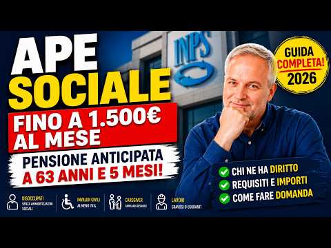 Video IN PENSIONE A 63 ANNI CON 1.500€ AL MESE APE SOCIALE, GUIDA COMPLETA?