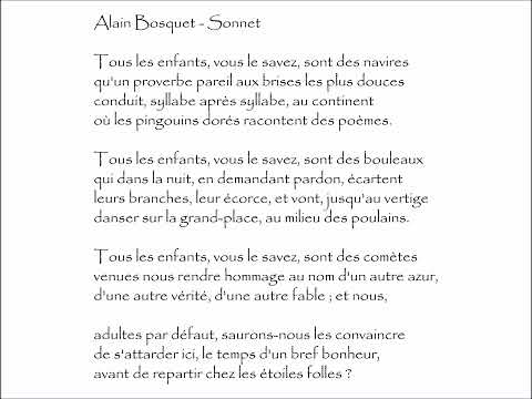 Bosquet (Alain) : SONNET - Tous les enfants, vous le savez, sont des navires @PoemeMinute