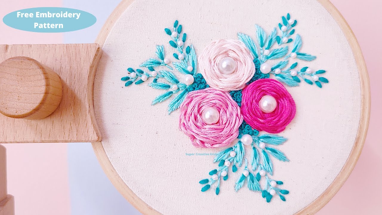 rose embroidery pattern free