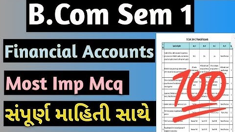 B.Com Sem 1 Financial Account /Most Imp Mcq Quiz Solution