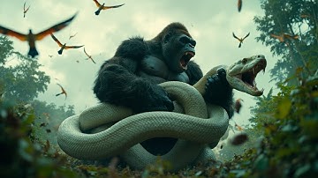 King Kong Defends Skull Island From a Giant Snake Invasion!