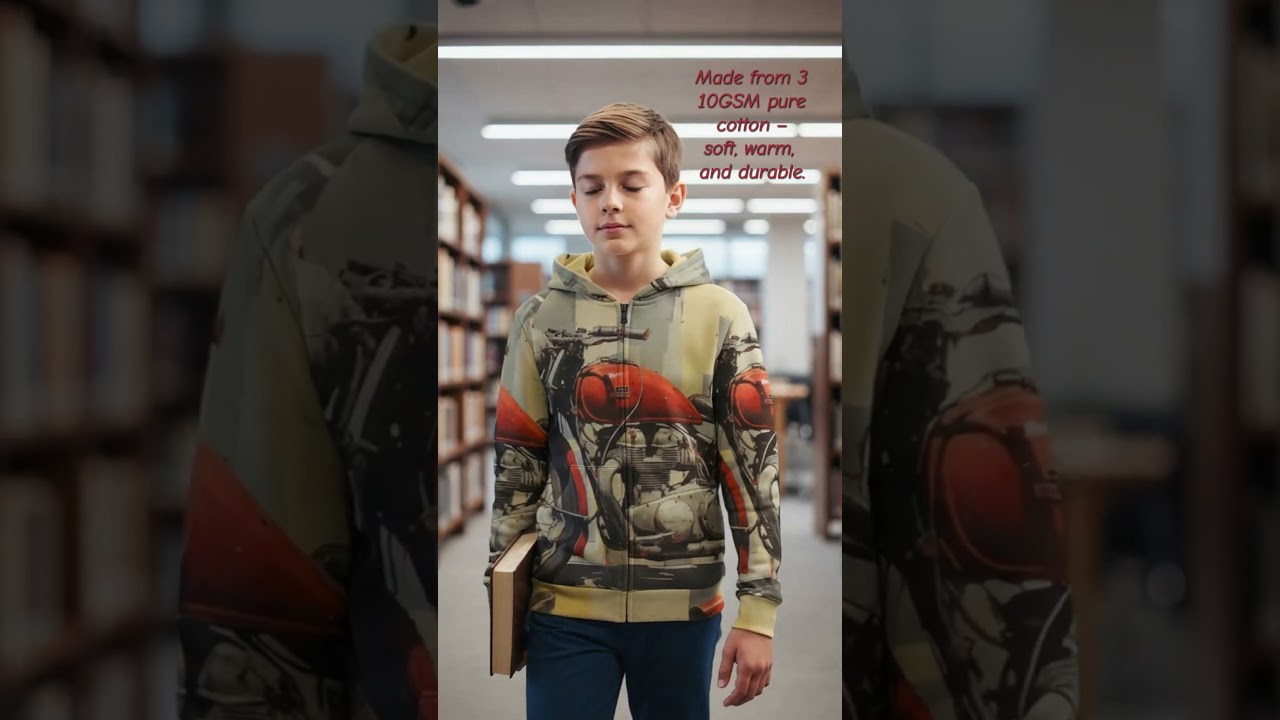 Vintage Motorcycle Kids Zip Hoodie | Cool Style Meets Comfort 🏍️✨