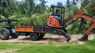 TATA HITACHI ZAXIS 38U taking pit for pipe line working video / tractor @Mohantractorslife 