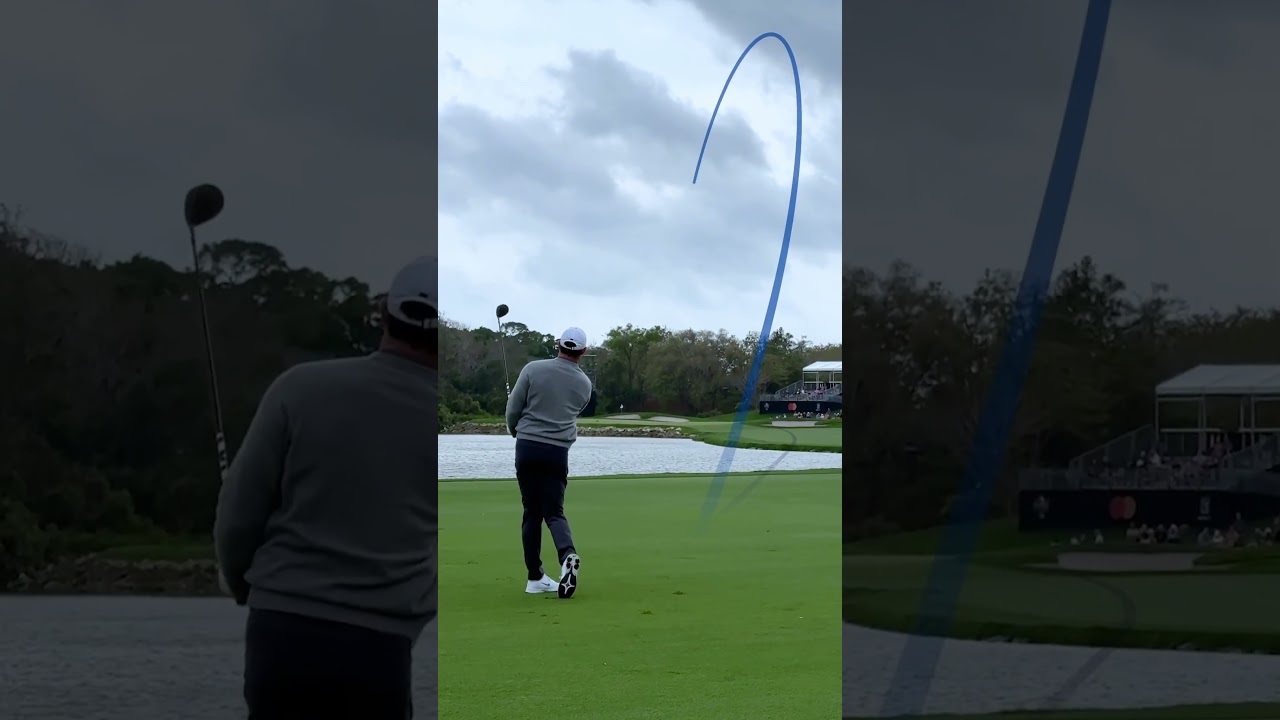 Rory McIlroy plays the iconic par-5 6th at Bay Hill. 