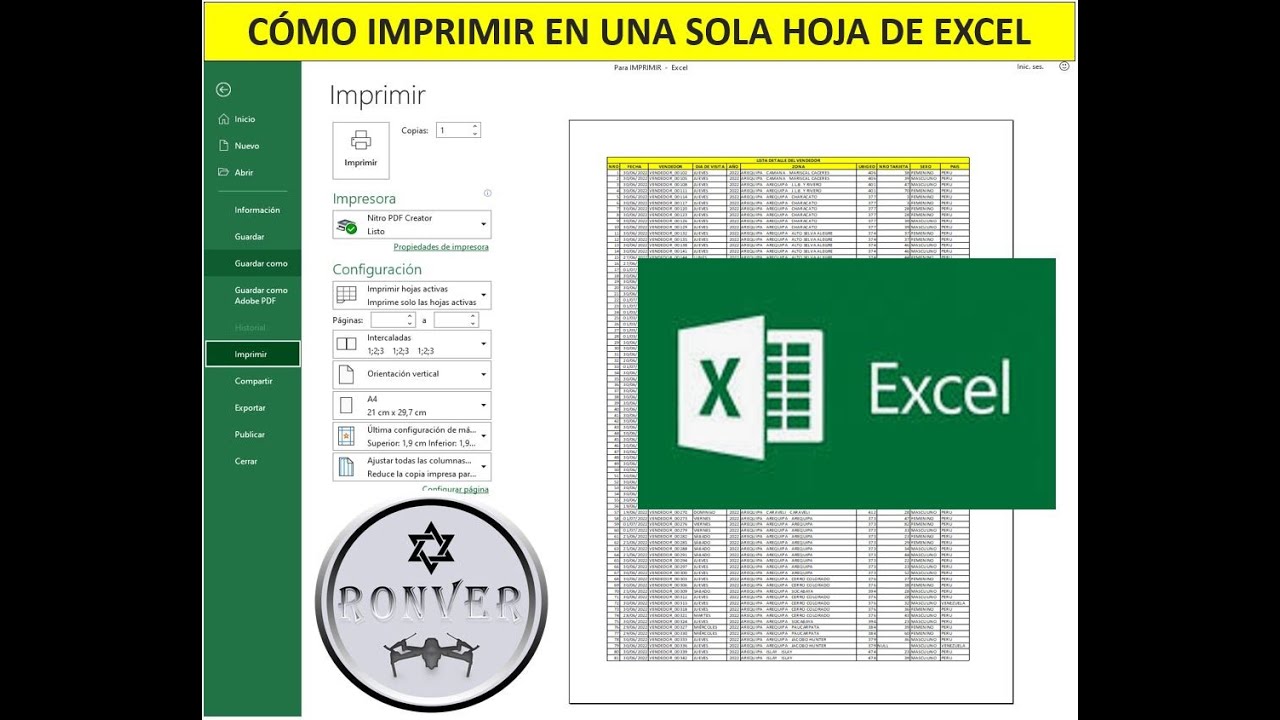 Imprimir en una sola hoja de Excel - YouTube