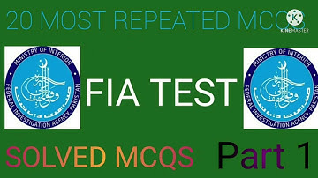 FIA Test Paper Solved MCQs| FIA Assistant, SI, ASI, UDC, LDC and Constable Tests MCQs Part 1