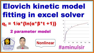 Elovich kinetic model fitting in MS excel solver