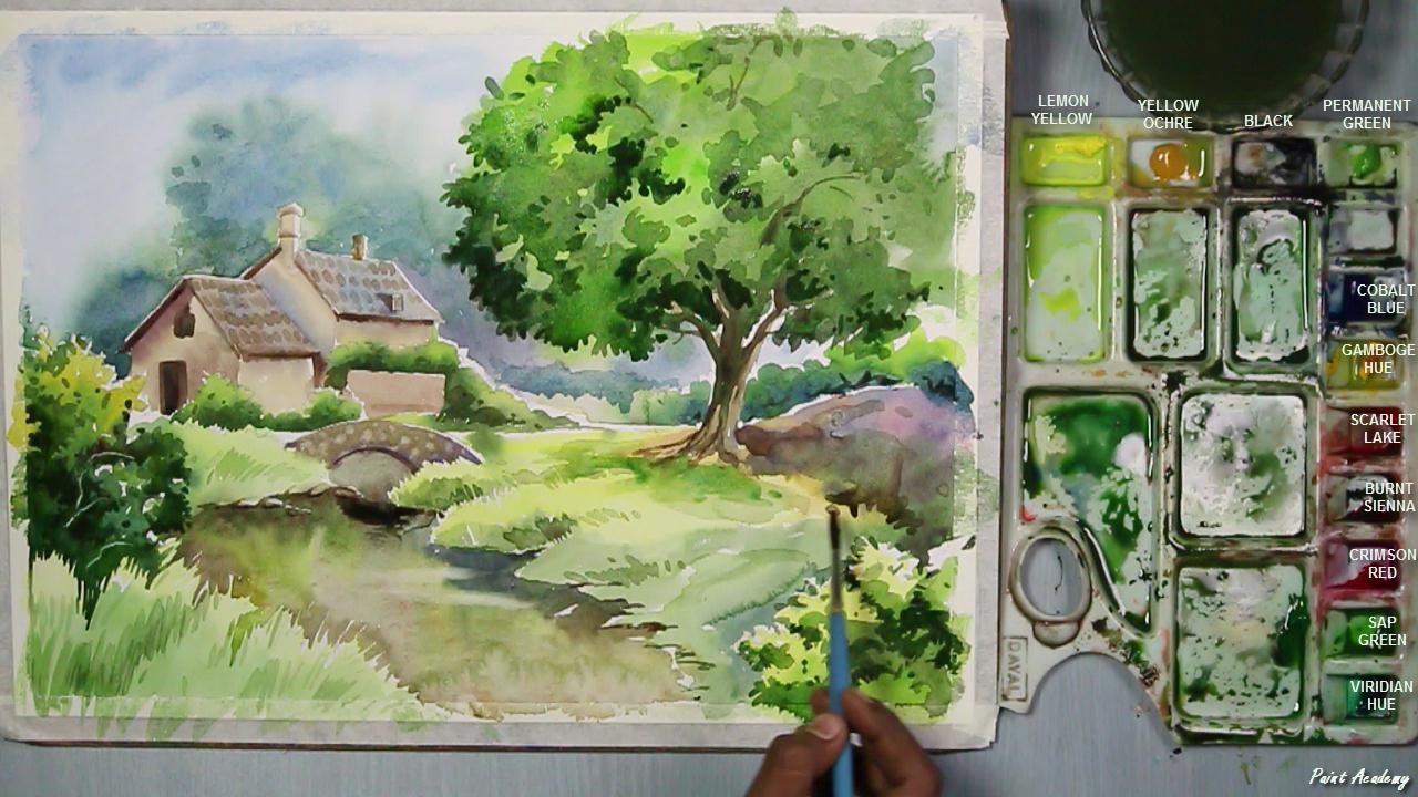  Watercolor  Painting  A House Landscape step  by step  YouTube