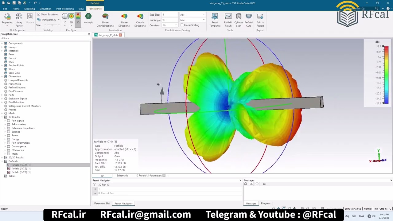 Designing Slotted Waveguide Antenna Arrays with CST Studio Suite |  1x15 slots number1