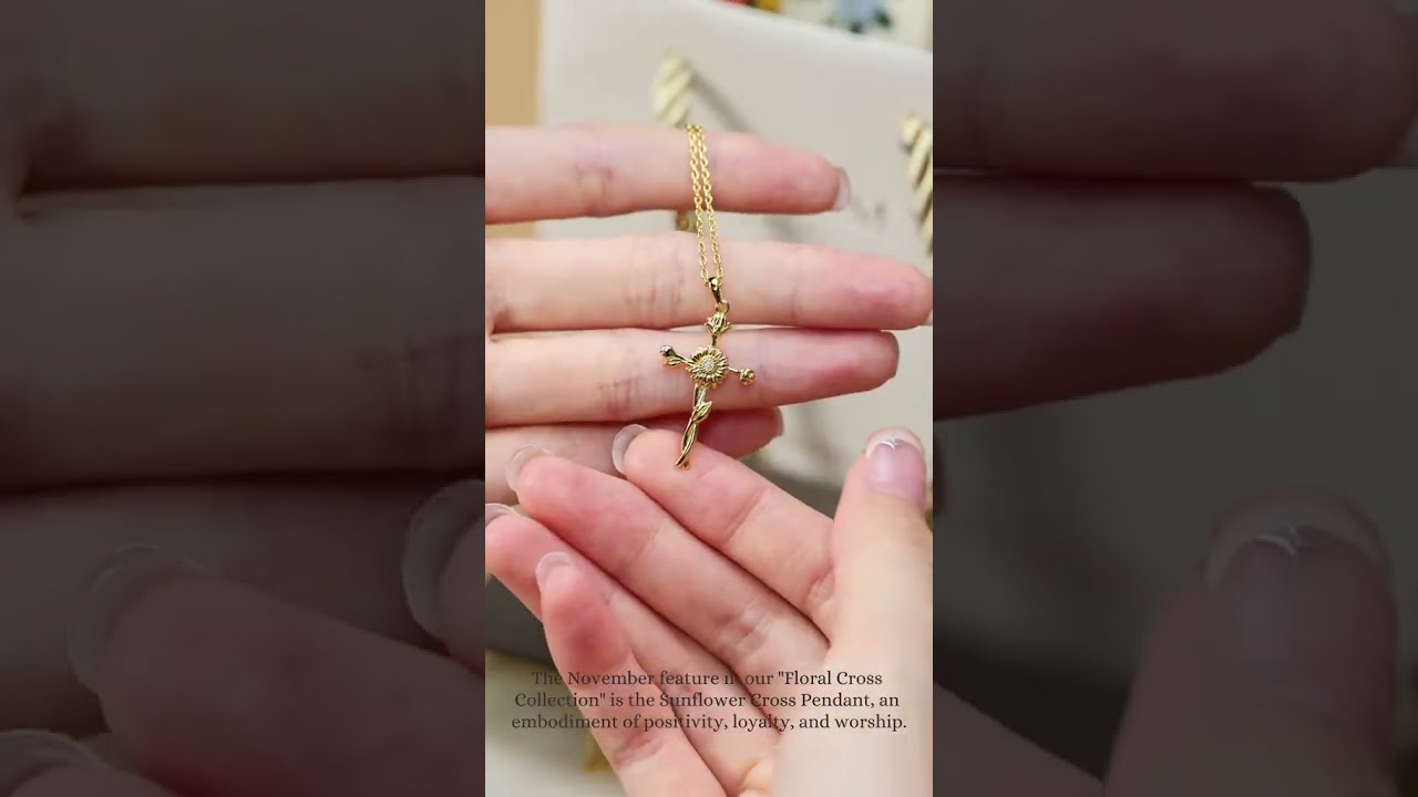 Vanimy Floral Cross Necklace Birthday Gift