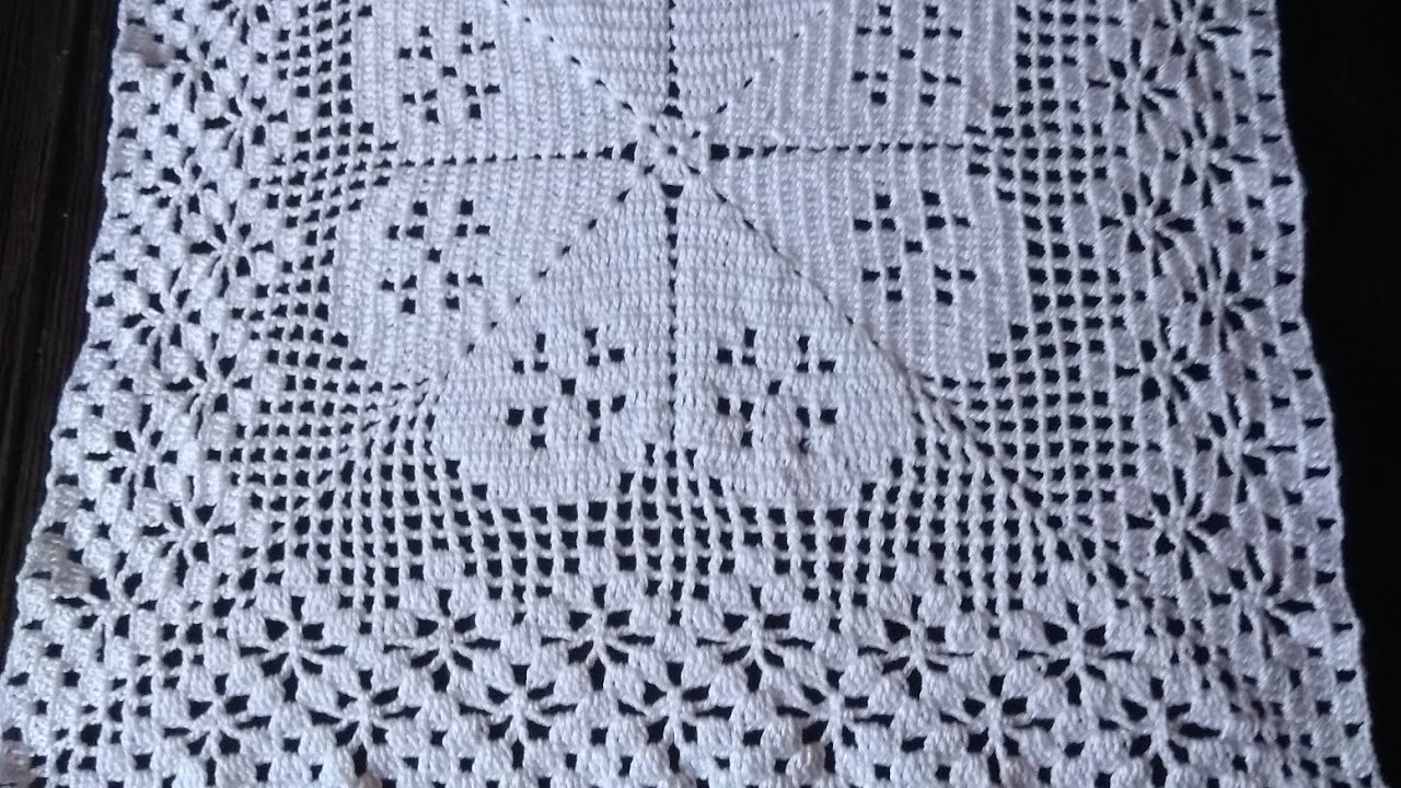 Passo a passo de caminho de mesa de crochê (ponto alto e ponto aranha) parte 1