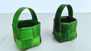 HOW TO MAKE COCONUT LEAF BASKET | SIMPLE BASKET USING COCONUT LEAF |COCONUT LEAVES CRAFT | PALM LEAF