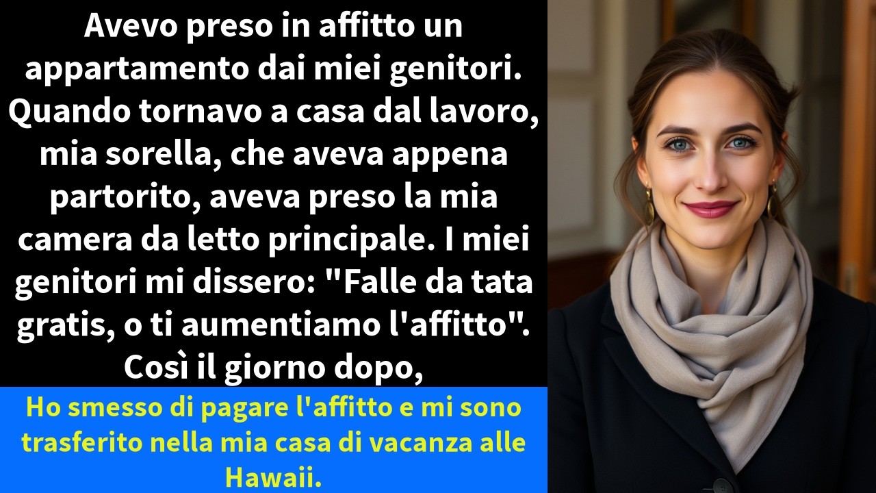 Avevo preso in affitto un appartamento dai miei genitori. Quando tornavo a casa dal lavoro,