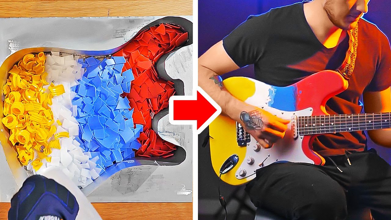 How To Make An Electric Guitar From Plastic || Awesome Recycling Ideas