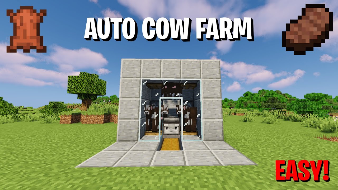 Minecraft: EASIEST Automated COW FARM in Minecraft (TUTORIAL!) - YouTube
