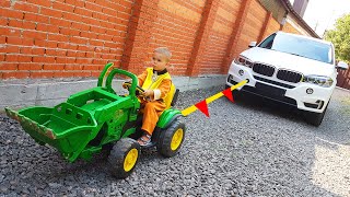 bmw x5 is broken down tractor towing to the service