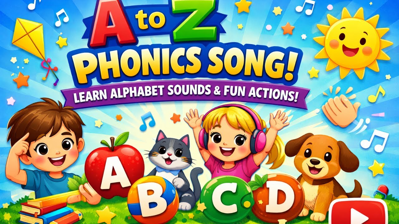 A to Z Phonics Song 🎶 | Learn Alphabet Sounds with Fun Actions 🧠👶 | ABC ...