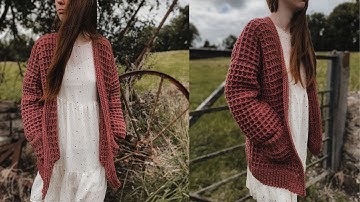 EASY Oversized Crochet Waffle Cardigan With Pockets