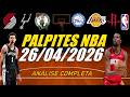 Melhores Palpites NBA HOJE - Análise NBA (26/04/2026) - Palpites Basquete para HOJE + Bilhete PRONTO
