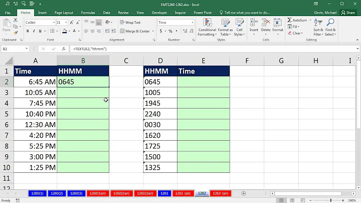 Excel Magic Trick 1262: Convert Times Values to HHMM Text or Text HHMM Values to Time Values